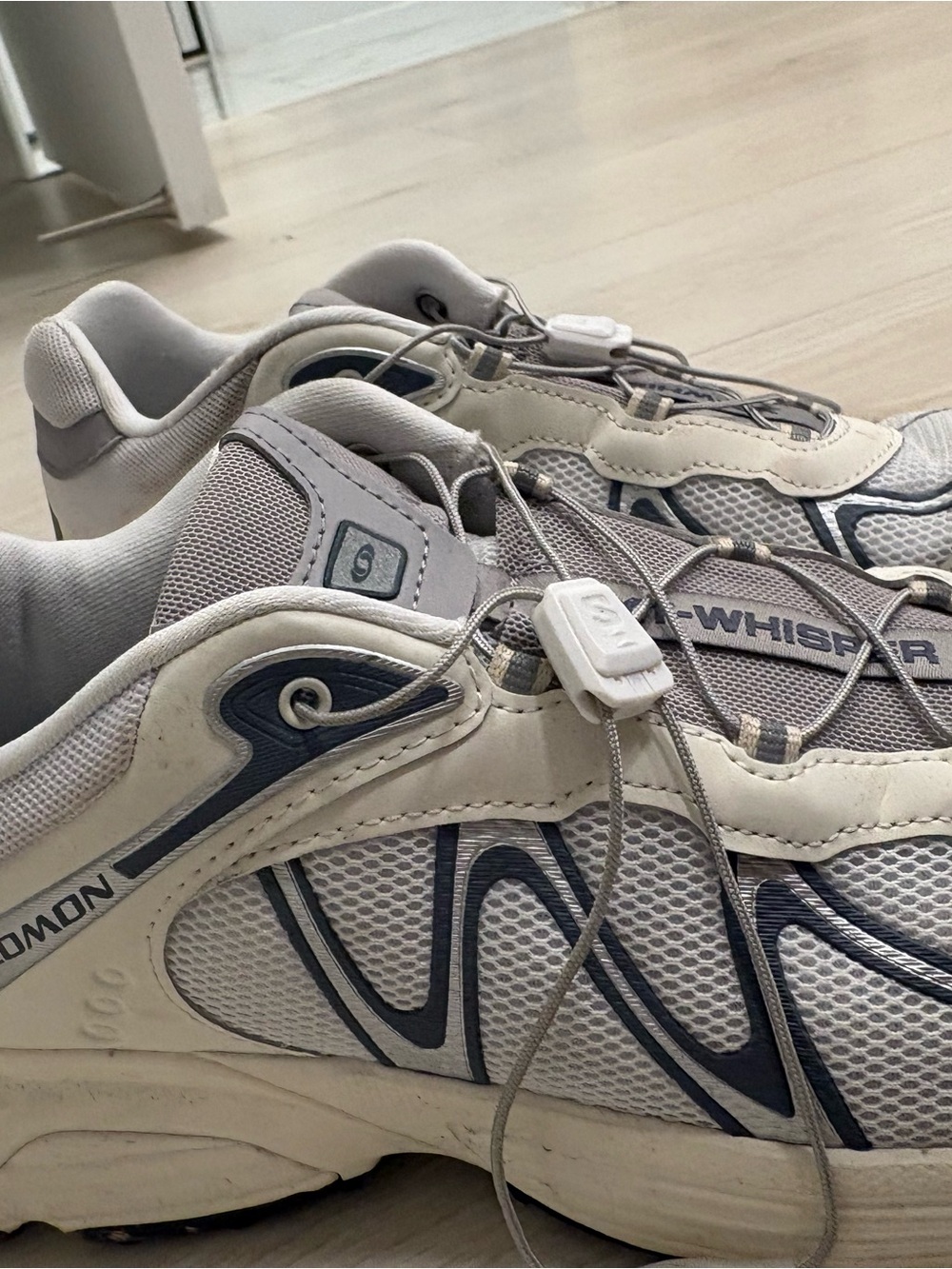 Salomon White and Gray Mesh Sneakers - Picture 7 of 13